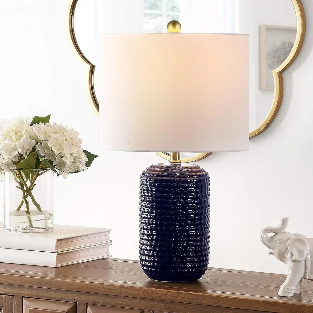 Navy Blue 22-inch LED Table Lamp Set for Bedroom, Living Room, and Office (2 Pack with Bulbs) view 2