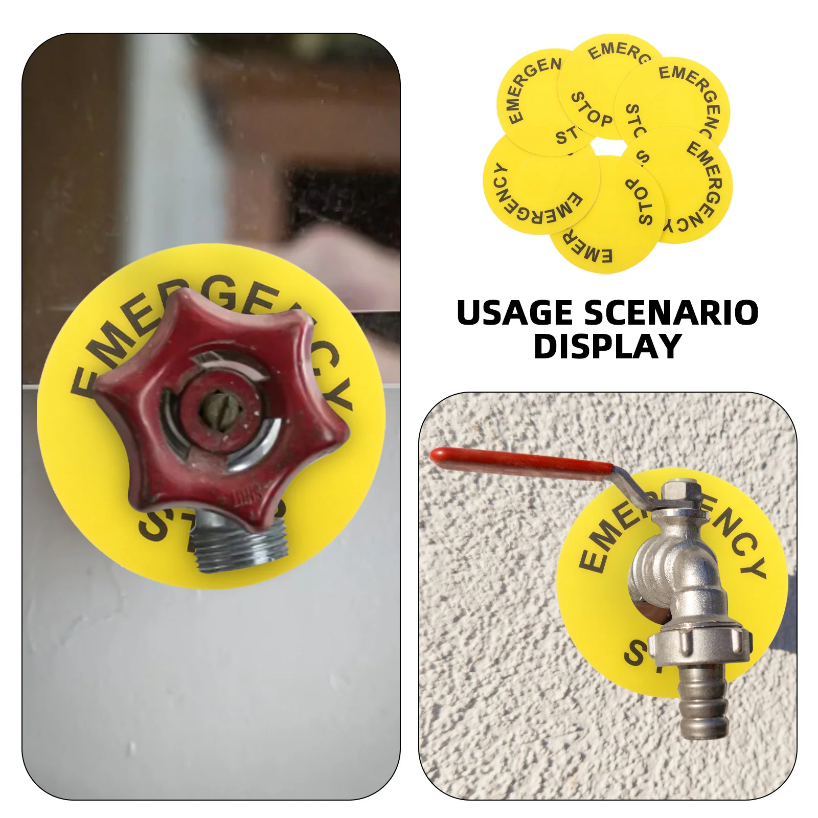 6 stuks noodstoplabel geel zelfklevend pvc duurzaam voor machines veiligheidswaarschuwing sticker industriële apparatuur sticker