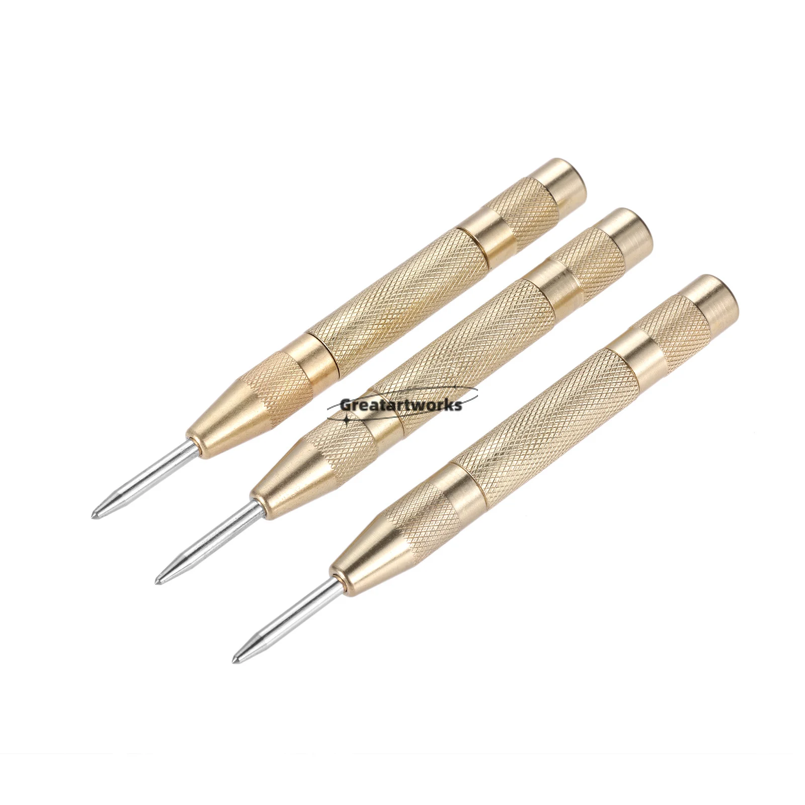 Posicionador de punzón central automático, resorte de impacto ajustable de acero de alta velocidad, 3 piezas, 5 pulgadas, apto para rotura de vidrio, madera, Metal y plástico