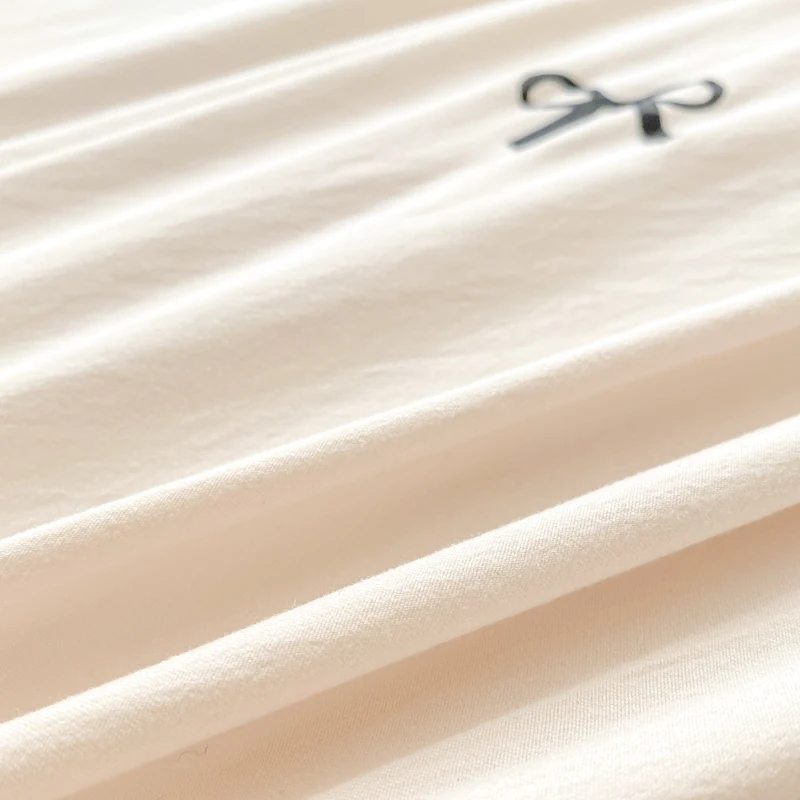 طقم ملاءات مكون من 3 قطع، طقم غطاء لحاف مطرز بعقدة وردية، مفرش سرير مريح لجميع المواسم