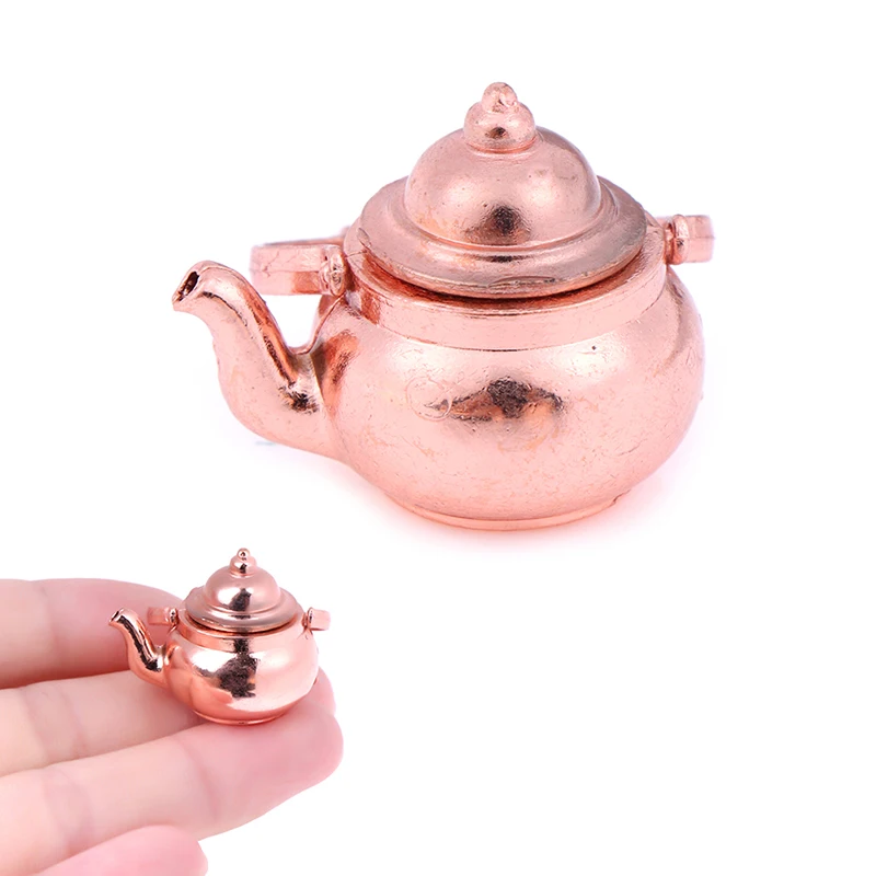 1:12 Dollhouse Miniature Accessories Mini Metal Kettle Doll House Tea Pot