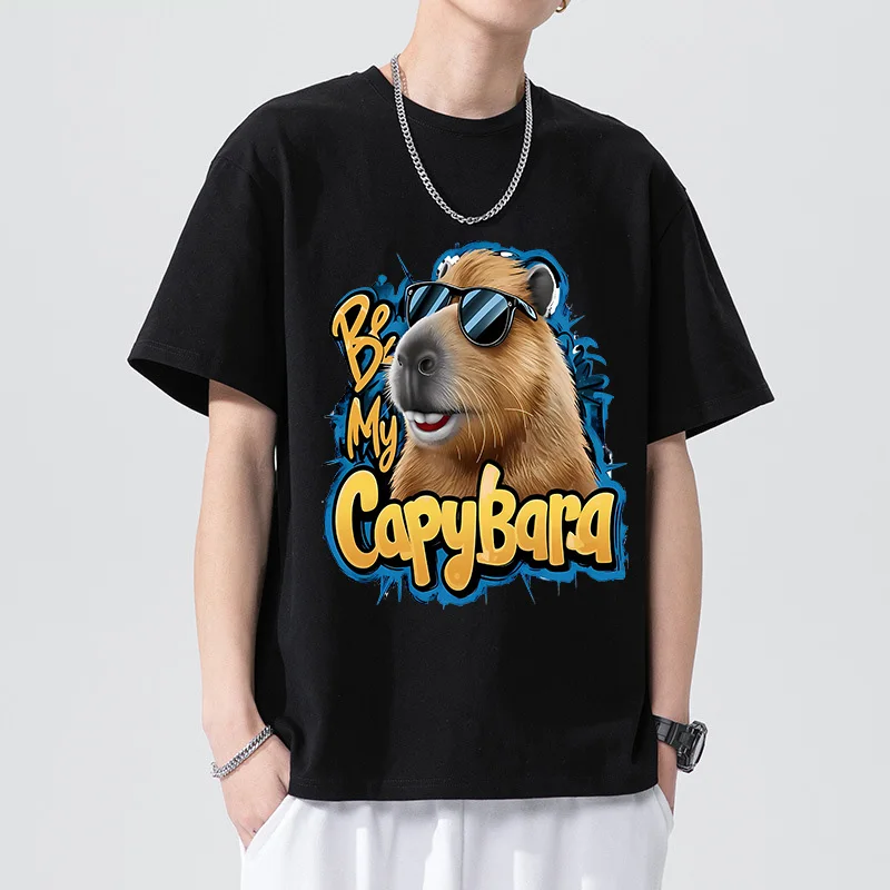 Cartoon Capybara Vintage Tee Shirts Herren Funny Mange Printed Shirt Harajuku Y2k Tops Men Women Fashion EU Szie T-shirt Clothes