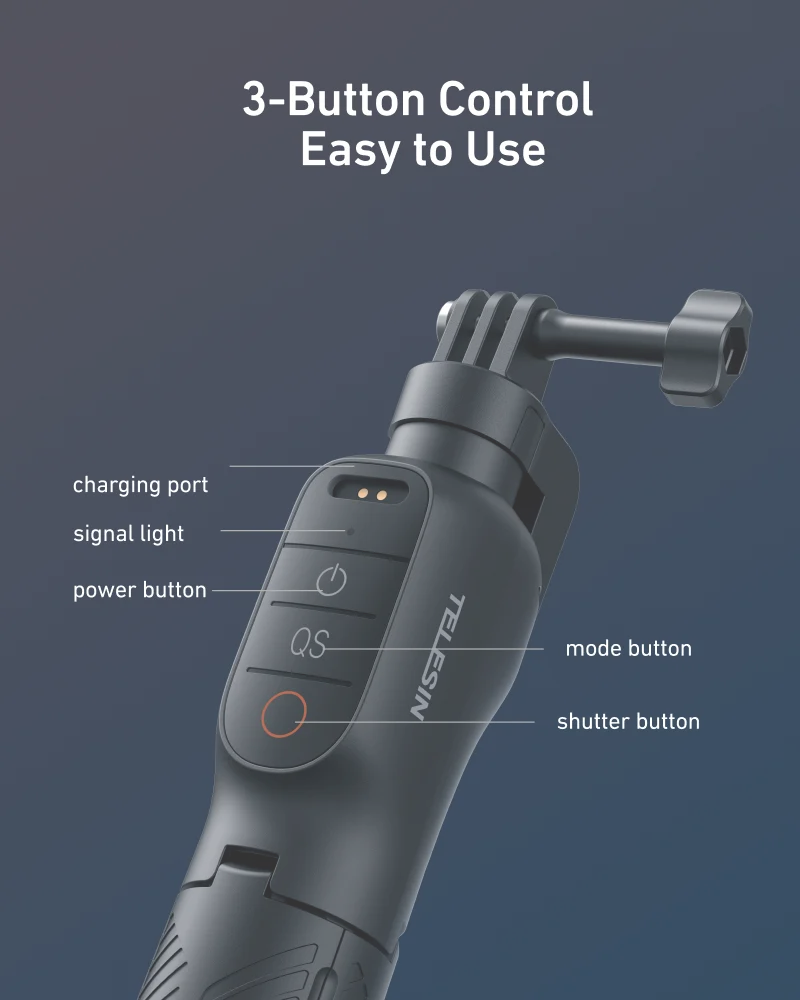 Telesin onderwater selfie stick statief met afstandsbediening_voghion.com
