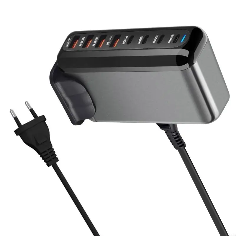 62KA 600W 8 Port Gans arggers Station Fast Station 5 USB C 3 USB A PD ACHRGERS ADAPTER