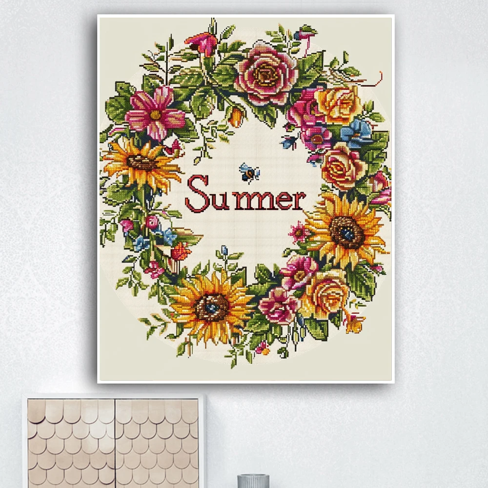 YIJIE Paint By Numbers Summer wreath DIY Hand-painted Oil Painting Canvas Coloring Unique Surprise Gift Home Decorat