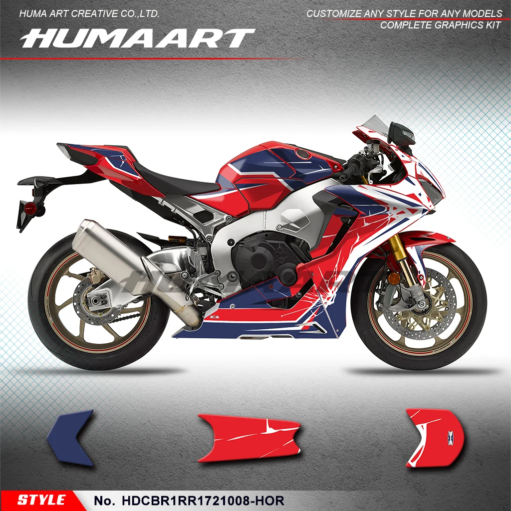 

HUMAART Custom Racing Graphics Wrap Design for Honda CBR1000RR CBR 1000RR 2017 2018 2019 2020 2021 2022, HDCBR1RR1721008-HOR