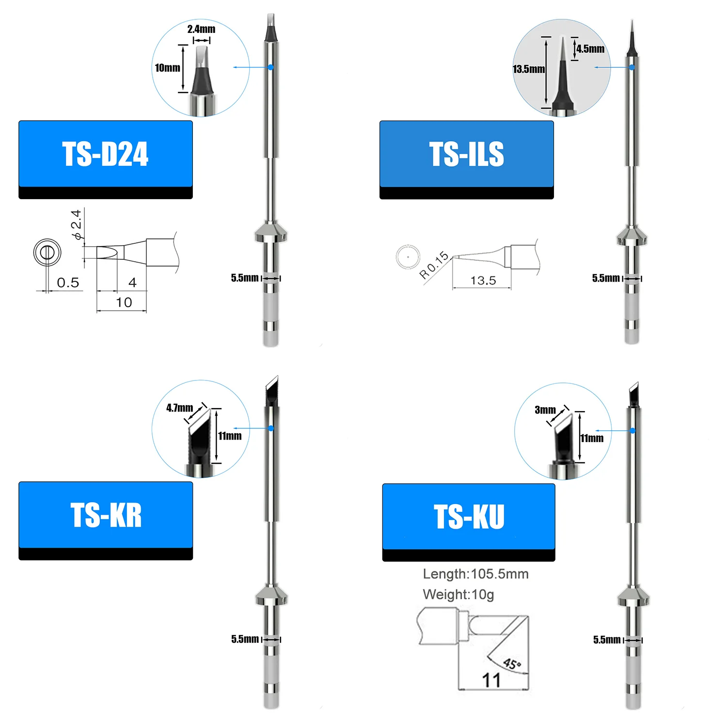 Pine64 TS100 TS101 Soldering Iron Replace High-quality black soldering iron tip kit Circuit board maintenance tools