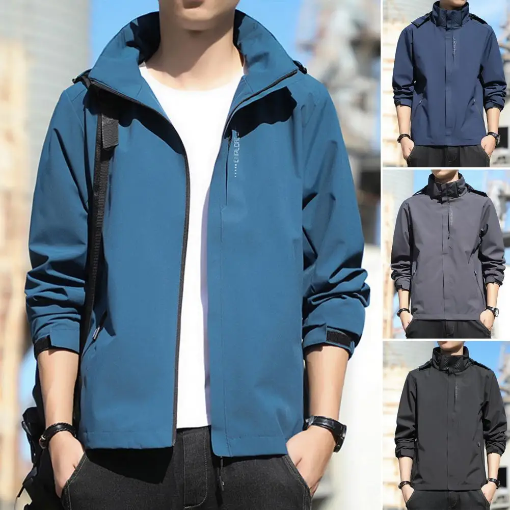 

Spring Autumn Casual Jacket Men Outdoor Waterproof and Windproof Hooded Windbreaker Coats