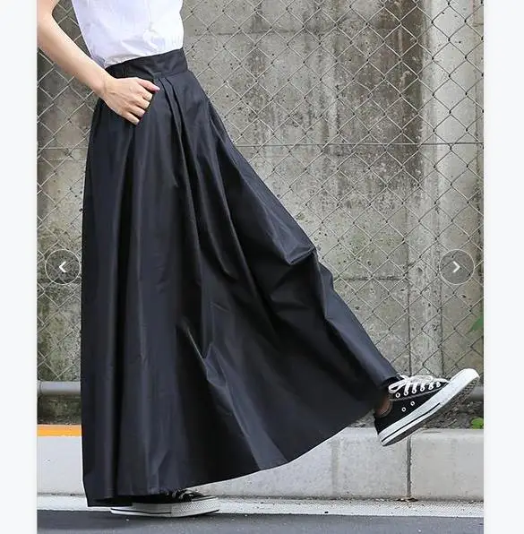 A-Linie-Midirock mit hoher Taille, japanischer Stil, reine Farbe, Sommer, lässig, künstlerisch, ausgestellter Rock, Premium-Faion-Röcke für Damen