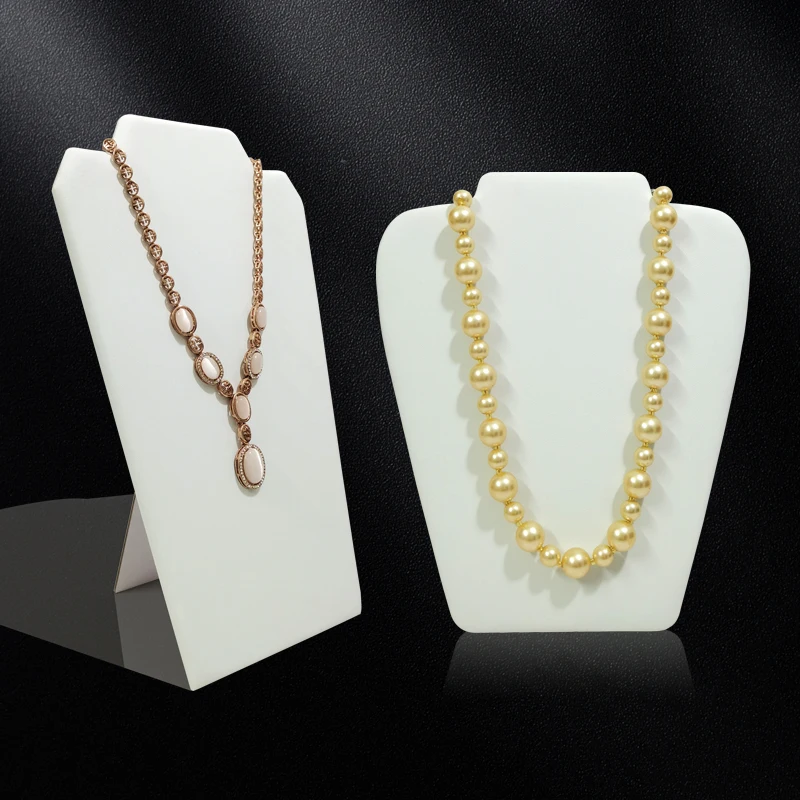 White PU Leather Jewelry Display Stand Necklace Pendant Bracelet Chain Display Rack Trinkets Ornaments Storage Props 3 Sizes
