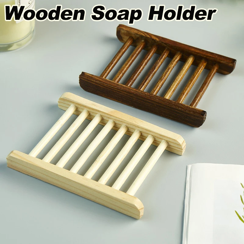 

Wooden Soap Dishes Tray Bathroom Soap Holder Portable Shower Soap Dish Storage Tray Bathroom Countertop Soap Drain Rack