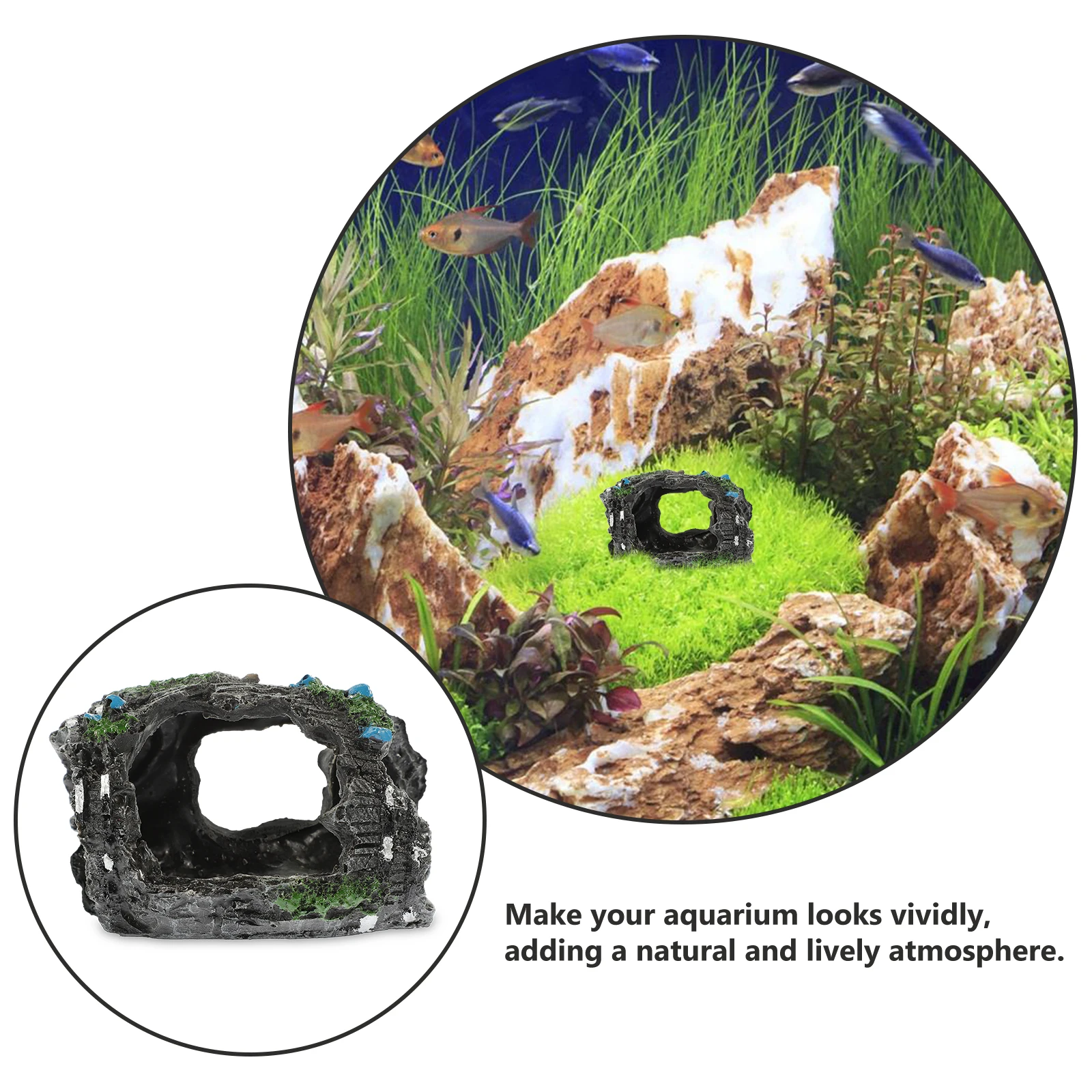 

Resin Crafts Wear Resistant House Artificial Plants Decorative Aquarium Hidden Cave Lifelike Fish Tank Pet Office L