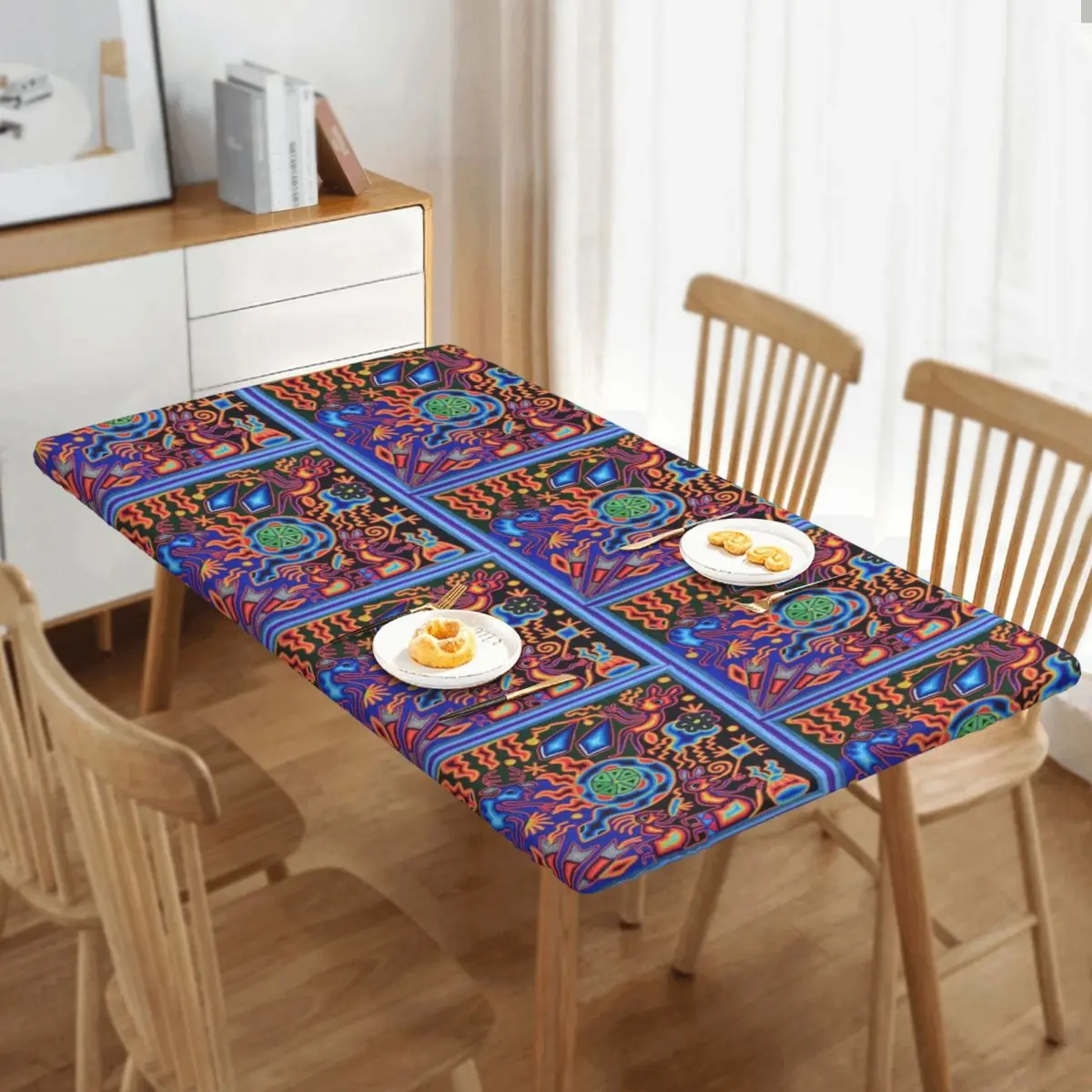 Huichol Dream Customized Rectangular Tablecloth Oilproof Table Cover for Dining Events Table Cloth