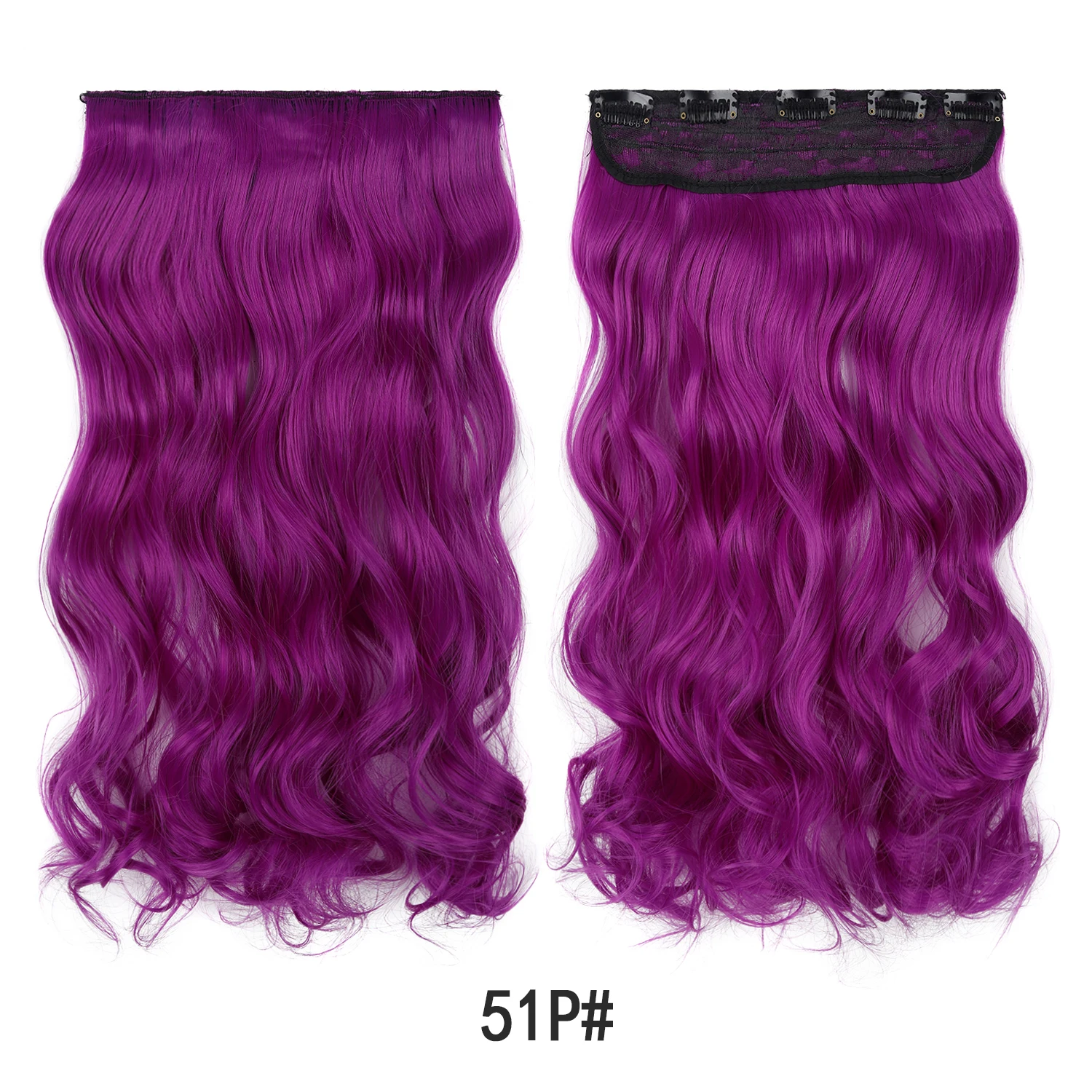 Jeedou Clip-in-Haarverlängerung, buntes, gewelltes Haar, einteilig, 5 Clips, synthetische rote, blaue, grüne Haarteile für Frauen und Mädchen, für den täglichen Gebrauch – Detail 7