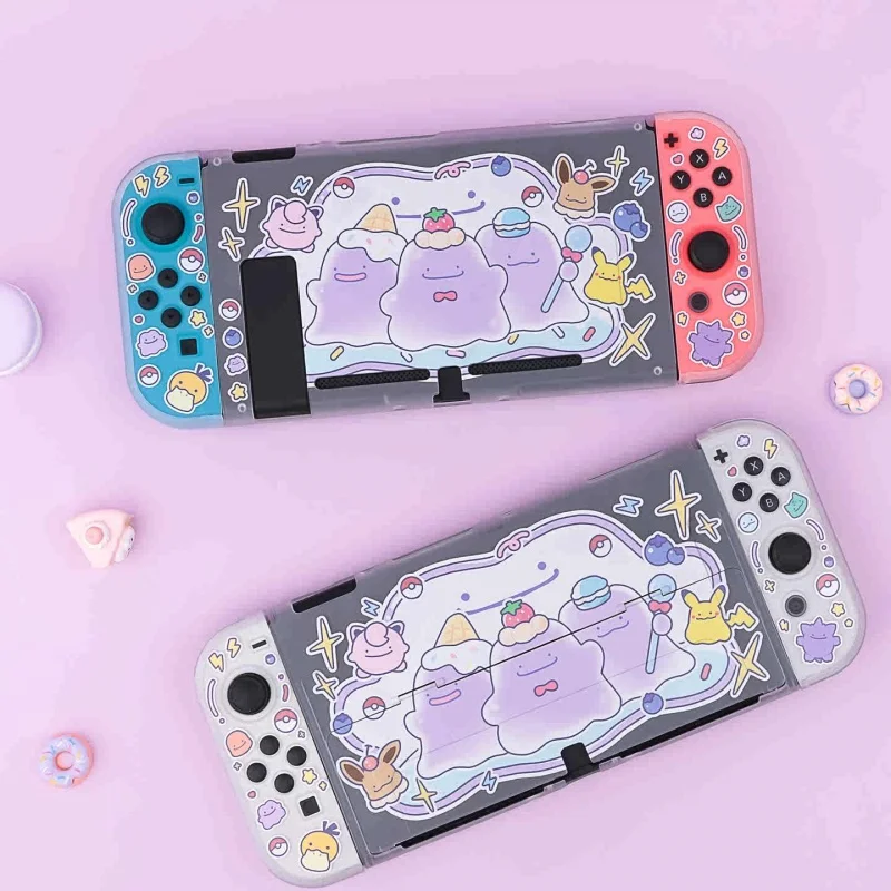 Ditto Translucent Hard Game Console Protective Case Detachable For Switch Switcholed Gaming Console Joystick Cap Gift