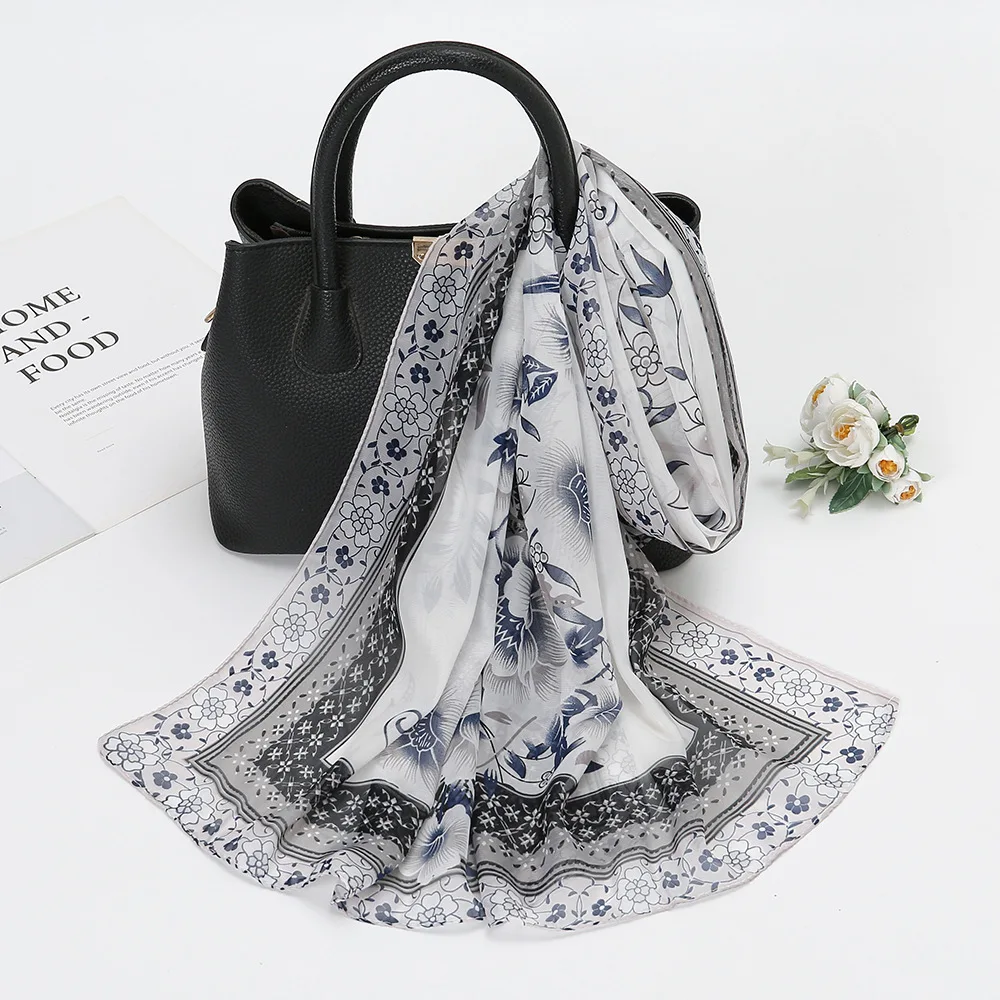 50*160cm Fashion Chiffon Soft Silk Scarf Women Shawl Scarves Beach Sunscreen Lady Bandana Wrap HIjab Pashmina Wholesale