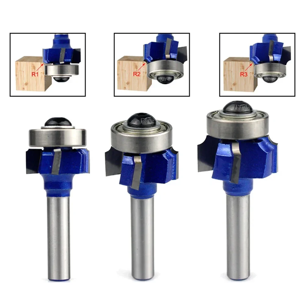 8mm Shank 4 Teeth Wood Router Bit Woodworking Milling Cutter R1 R2 R3 Trimming Edge Woodworking Tools