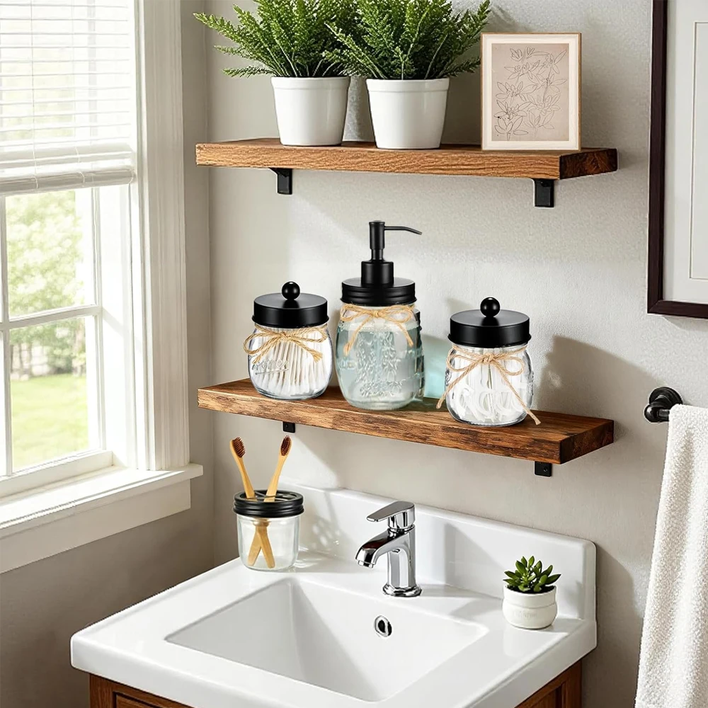 Набор аксессуаров для ванной комнаты, 4 шт., дозатор для лосьона и мыла, 2 держателя для хлопка, держатель для зубных щеток, домашний декор для ванной комнаты, идеальное украшение Idea