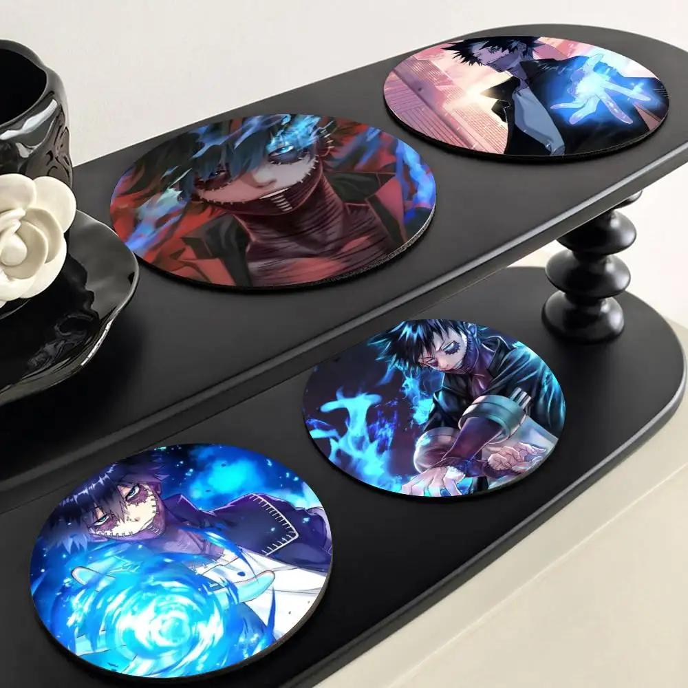 Posavasos de Anime My Hero Academia Dabi, Resistentes al Calor, Coloridos, Pintados con Spray, de Madera, Antideslizantes
