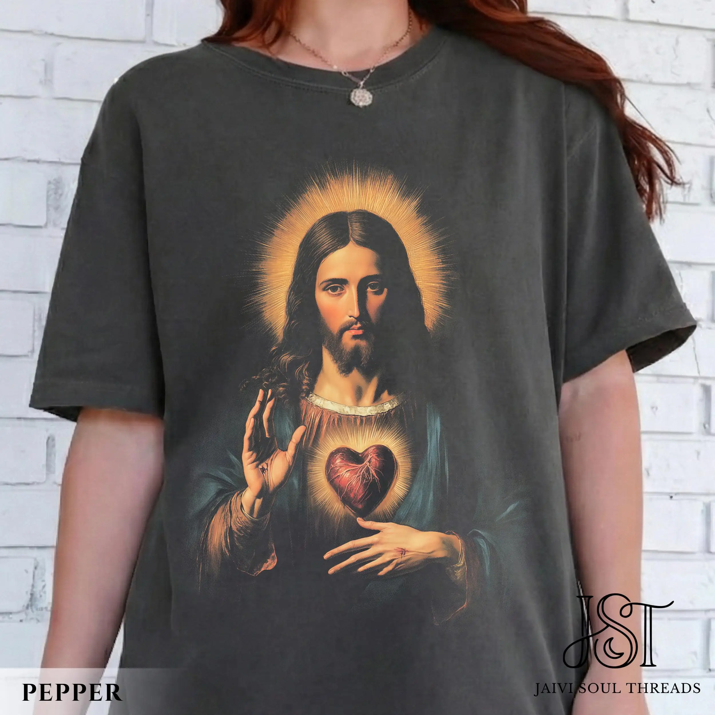 Vintage Sacred Heart of Jesus Shirt: Engraving Style Catholic Tee, Traditional Religious Gift