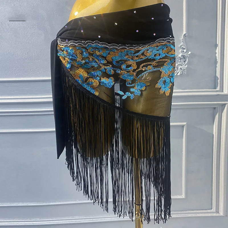 2025 New Performance Belts Tassel Hip Scarf High Grade Sparkle Tassel Waist Scarf Adult and Children's Dance Accessories