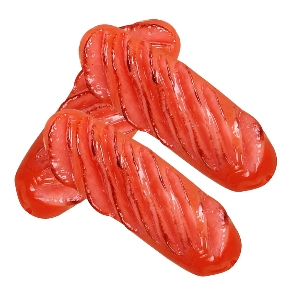 

3 Pcs Simulated Sausage Artificial Food for Display Props Faux Decoration Pvc Mini Realistic Steak Model Meat Models