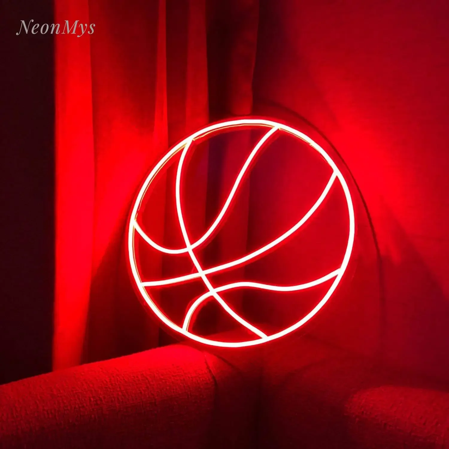 Imagem -04 - Sinal de Néon de Basquete Flex Led Sinal de Luz de Néon Led Logotipo Bola Luzes da Noite Festa da Noiva Casa Menino Quarto Decoração da Parede Presentes