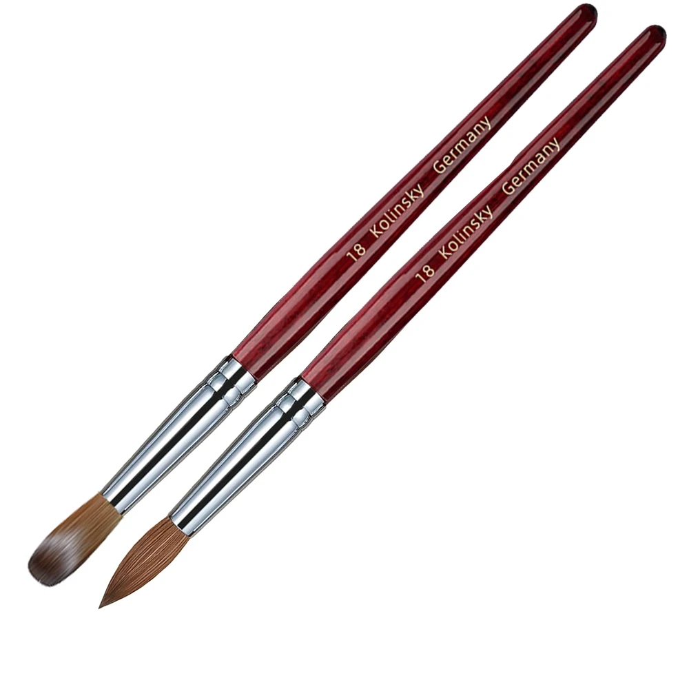 Kolinsky Acrylic Nail Brush 16# 18# Solid Wood Handle Professional Manicure Brushes for Powder Acrylic Application 24mm 25mm