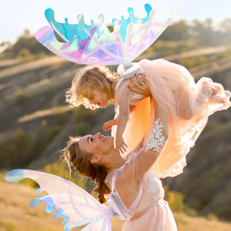 Electrical Glowing Butterfly Wings Auto Swing Angel Fairy Princess Wings Costume For Kids Birthday Party Halloween Decor Gift