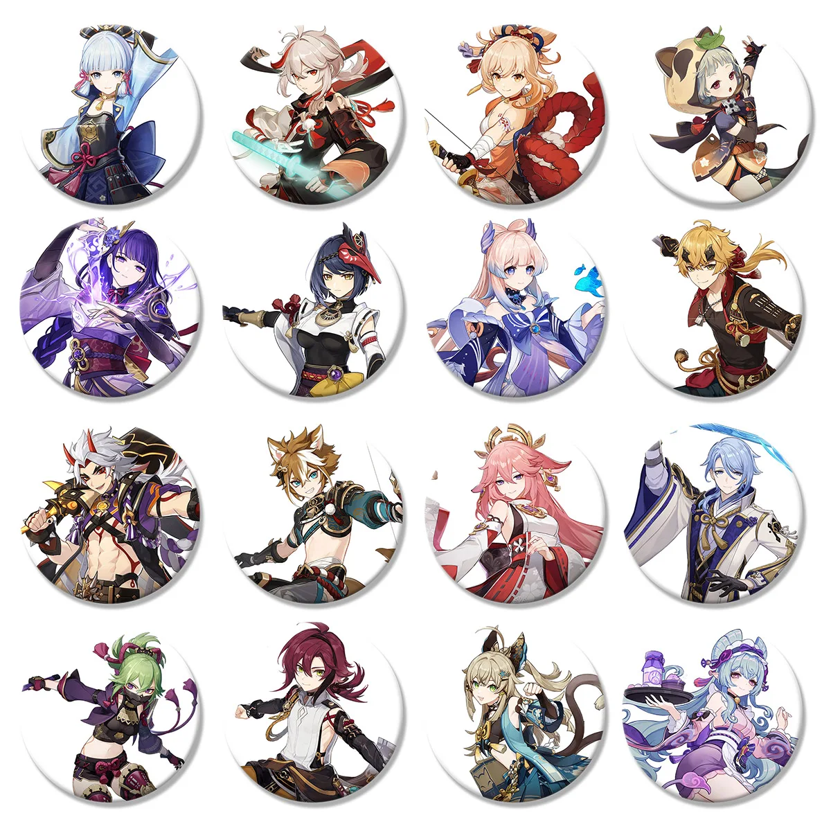 

Genshin Impact Game Characters Flash Badge ACG Accessories Keychains Convenient Travel Makeup Mirror Fridge Magnet Collections