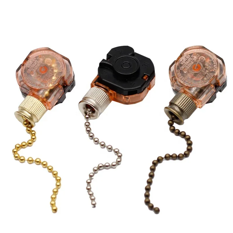 

3 Speed Brass 4 Wire Ceiling Fan Switch Pull Chain Control for Home Ceiling Fan Light Lamp Replacement