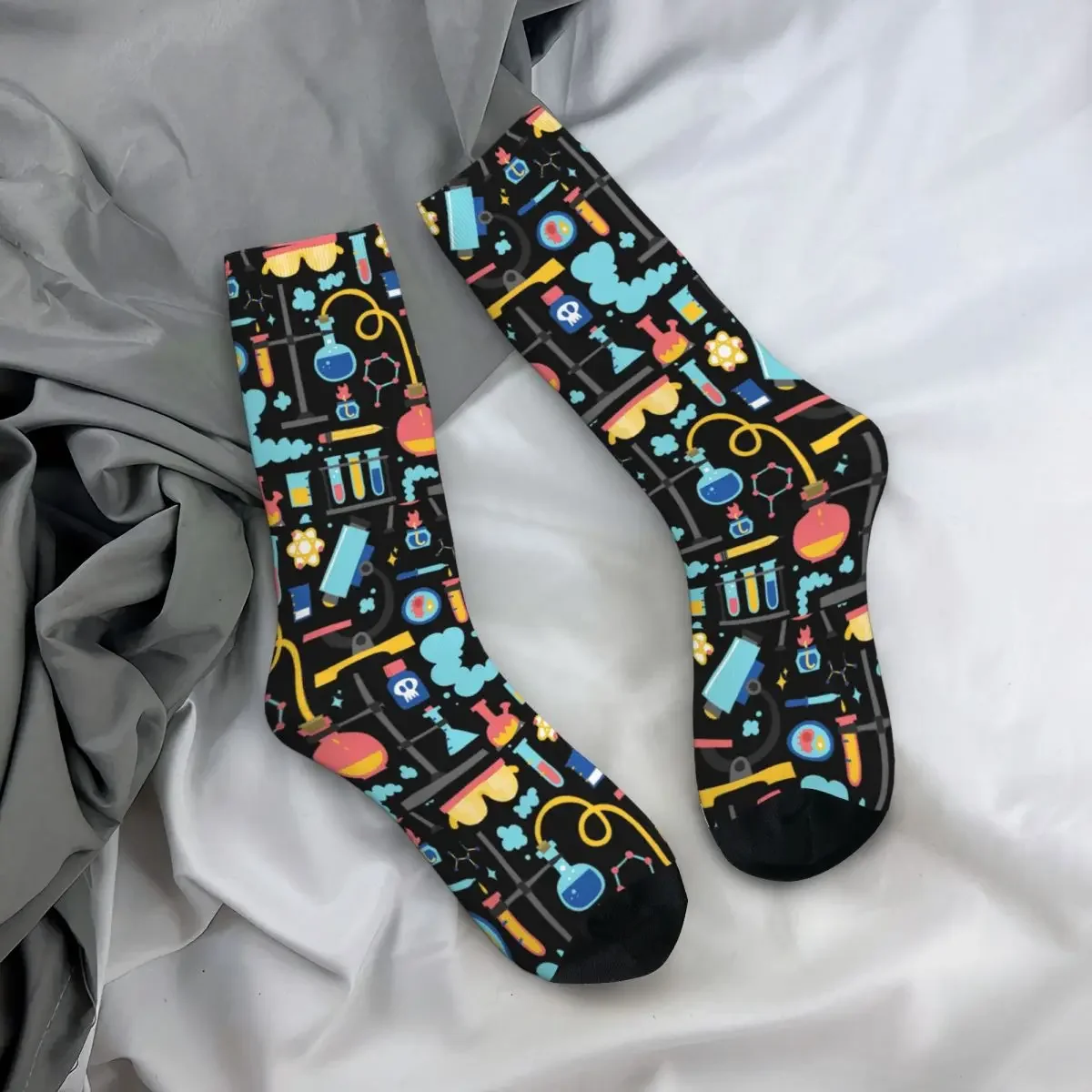 Chemistry Lab Science Equipment Pattern Socks Harajuku High Quality Stockings All Season Long Socks Accessories for Unisex Gifts