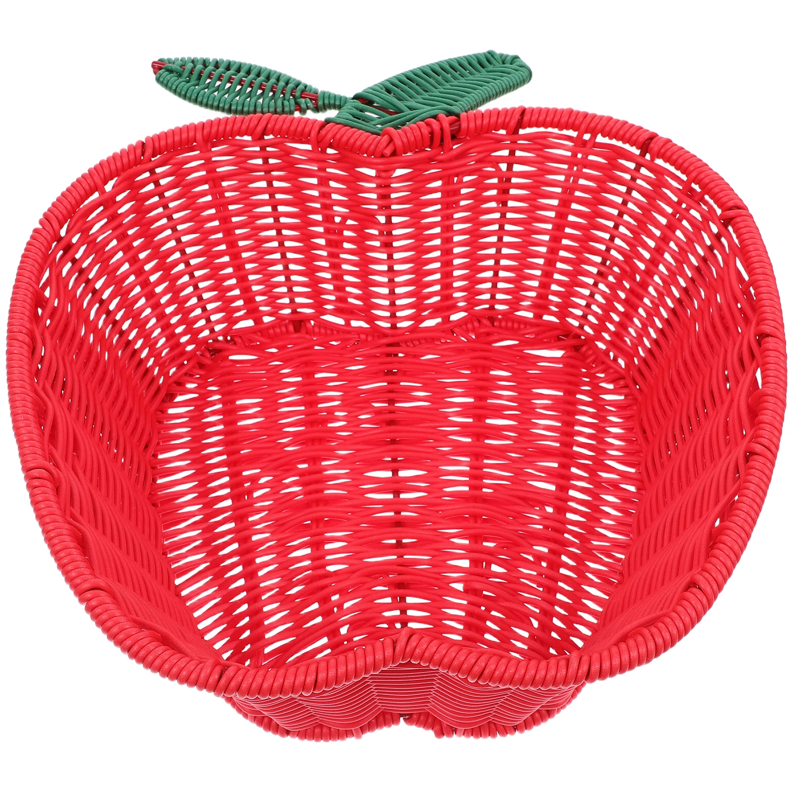 

Rattan Fruit Bowl Basket Small Apple Shaped Woven Baskets Home Storage Snack Candy Organizer Metal Countertop Pantry Style Food