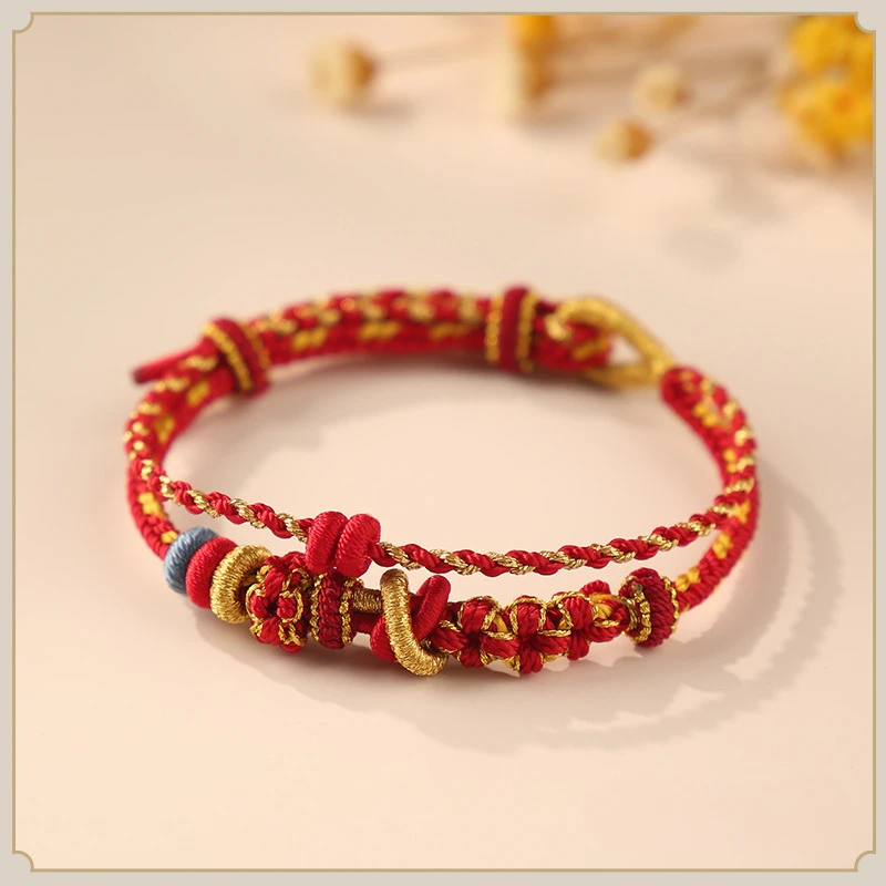 Fashion Adjustable Hand Woven Bracelets DIY Double-layer Peach Blossom Men's and Women's Bracelet Party Gift