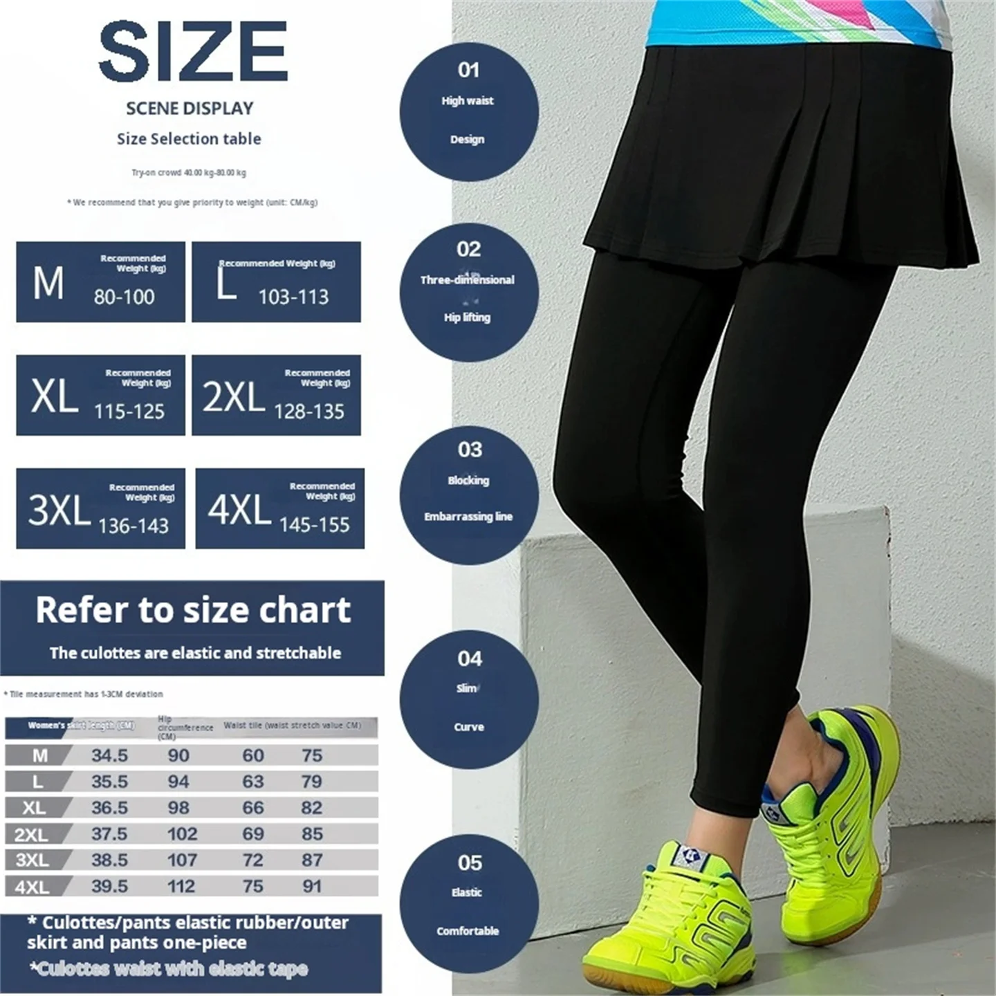 Women Quick-Drying Breathable Tennis Pantskirt Badminton Skorts Yoga Leggings Running Gym Fitness Workout Training Skorts