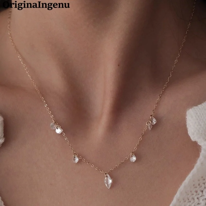 

14K Gold Filled Zircon Necklace Minimalist Dainty Zircon Pendant Waterproof Choker Tarnish Resistant Hypoallergenic Jewelry