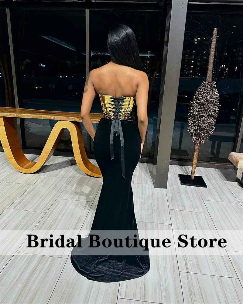 New Arrival 2024 Black Prom Gown For Black Girl Velvet Lace-Up Back Sweetheart Birthday Party Dress Wedding Event Customized 