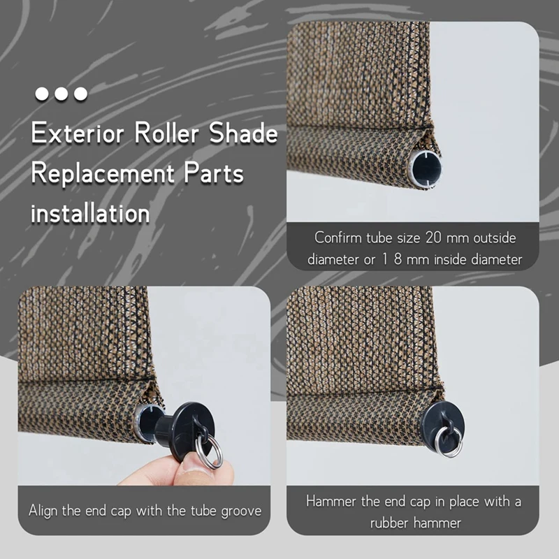 Replacement Parts Roller Shade Hardware Bungee Kit And End Cap Shade Tie Downs For Outdoor Roller Shade Sunshade 4Pack