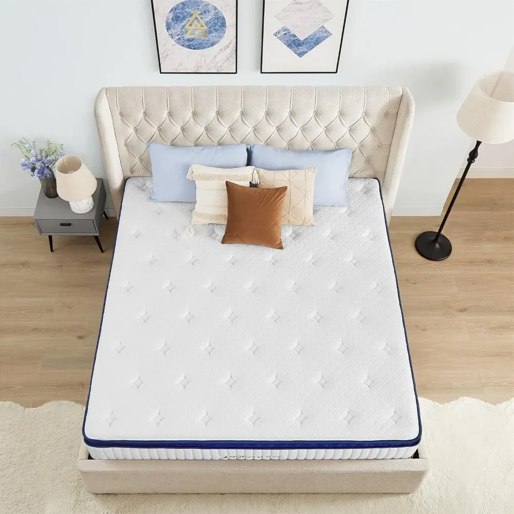 Bedroom Furniture 12 Inch Hybrid With Gel Memory Foam and Pocketed Coils Full Mattress in a Box Mattresses Topper Home