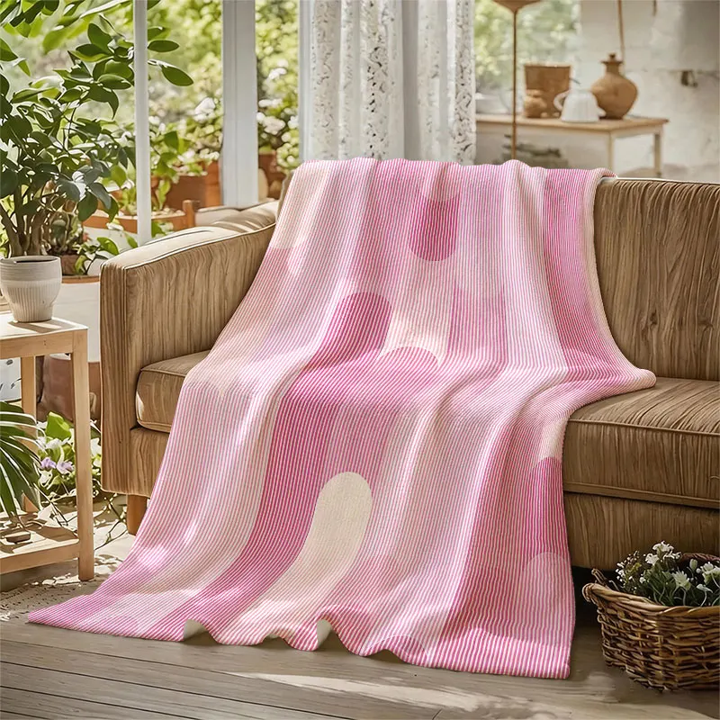Pink Vertical Stripes Flannel Blanket Warm Soft Halloween Christmas Decorative Couch Warm Cozy All-Season Gift