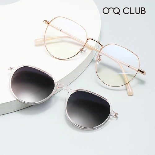 Imagen 1 del producto O-Q CLUB gafas de sol magnéticas con Clip para mujer lentes ópticos con receta médica gafas montura de gafas para mujer monturas de vidrio