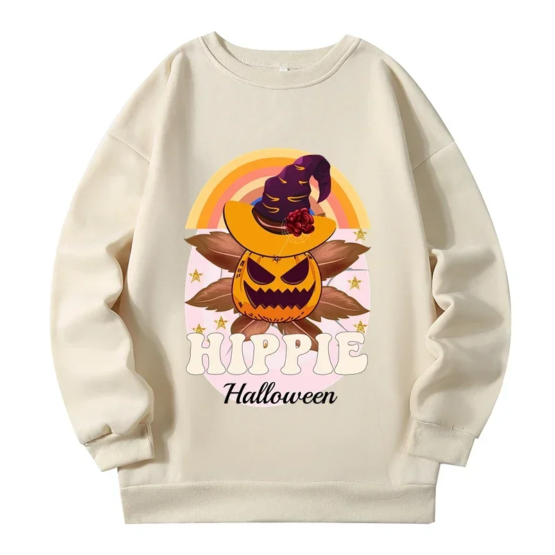 Happy Halloween Plus Size Women Sweatshirt Clothing Pumpkin Devil Big Size Sweatshirt Autumn Winter Warm Large Size Tops