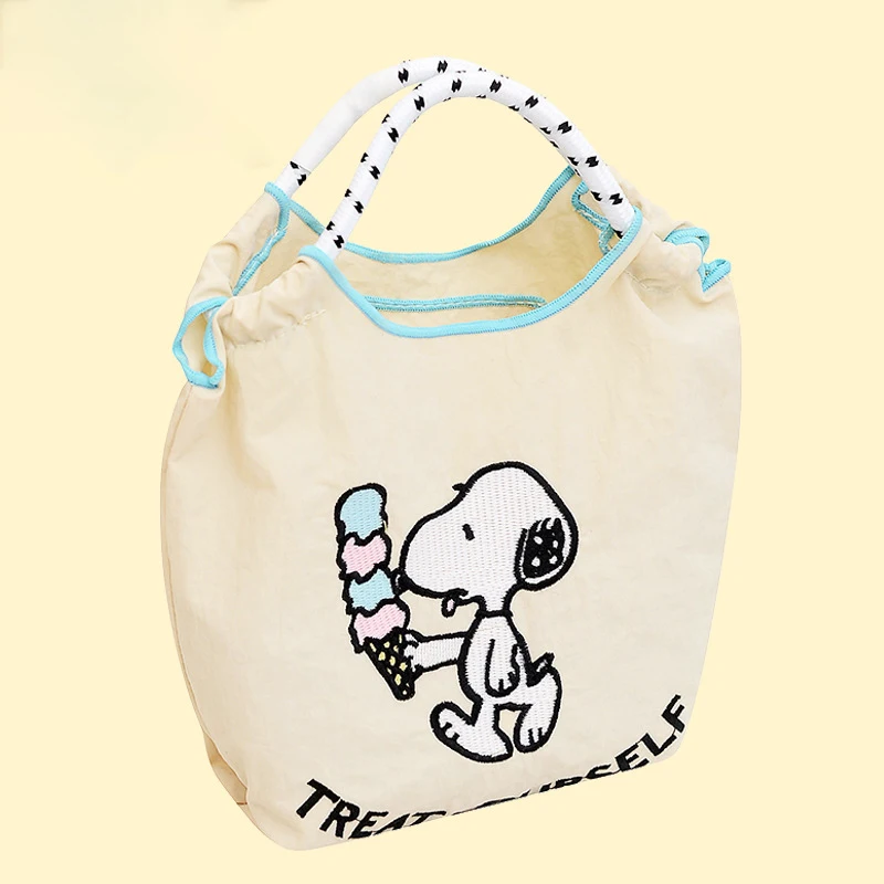 Snoopy Bordado Impresso Saco De Compras, Mini Bolsa de Ombro Casual, Saco fresco simples telefone portátil, Y2K Zero Wallet, Presentes Kawaii