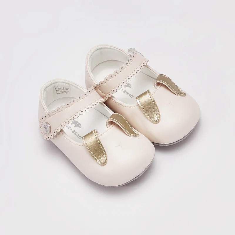 Dave Bella Girl Baby Soft Bottom Princess Shoes Pink Rabbit Wedding Flat Shoes Walking Newborn Baby Shoes DB1250105