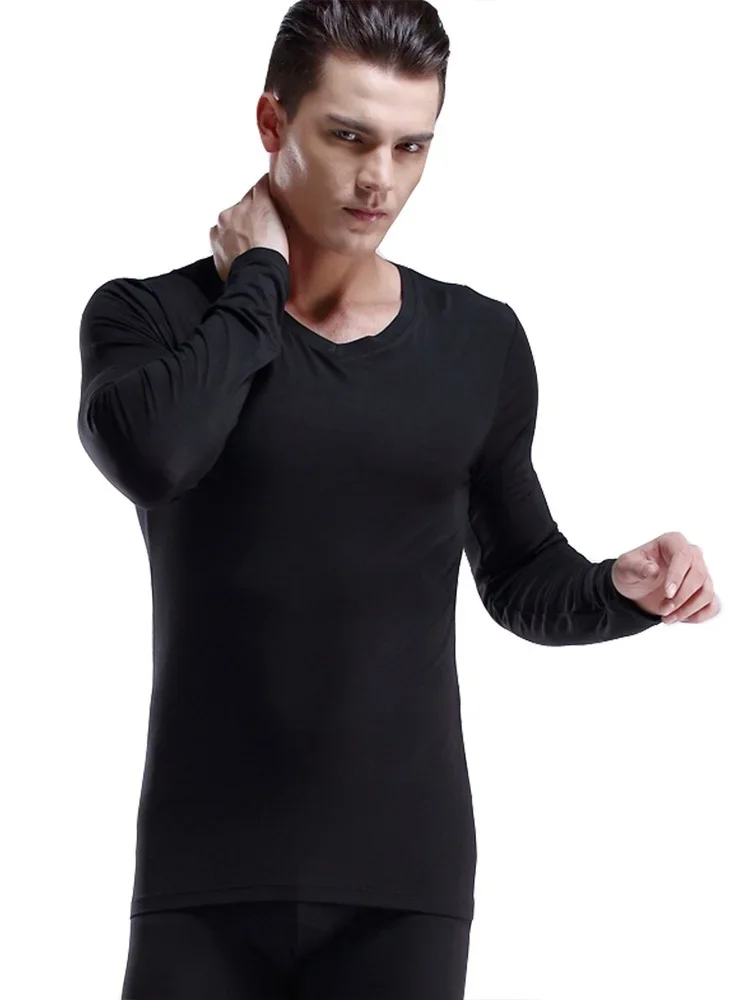 

5 шт. Мужское облегающее термобелье из модала с V-образным вырезом, длинное, с низким вырезом, тонкое, однотонное