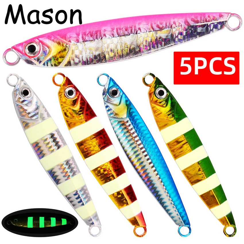 

5PCS Metal Jig Spoon Lure 80G 100G 120G 150G 200G Artificial Bait Shore Slow Jigging Super Hard Bass Fishing Tackle