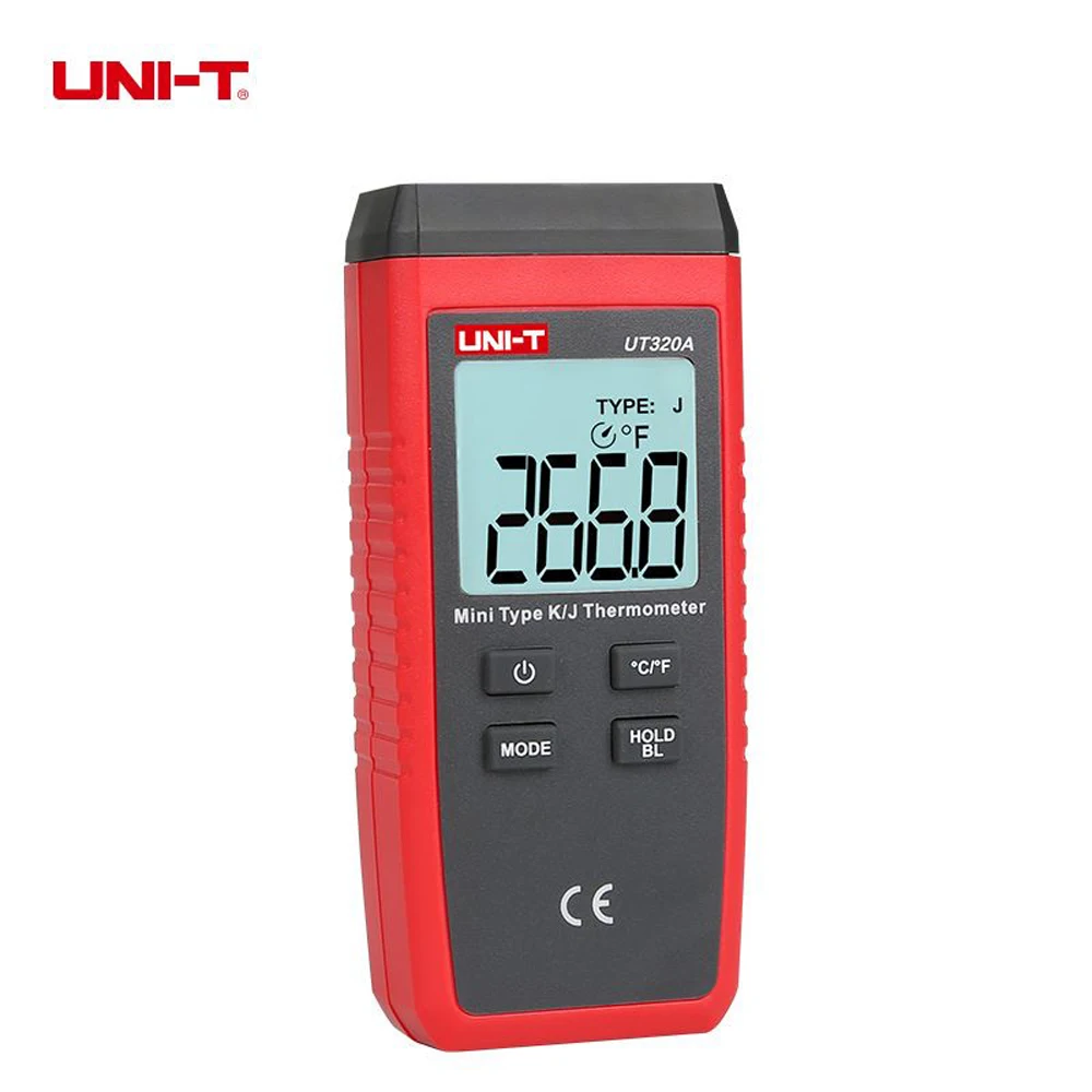 Termómetro UNI-T UT320A Mini tipo de contacto, selección de sonda termopar K/J con retroiluminación LCD, medición de temperatura
