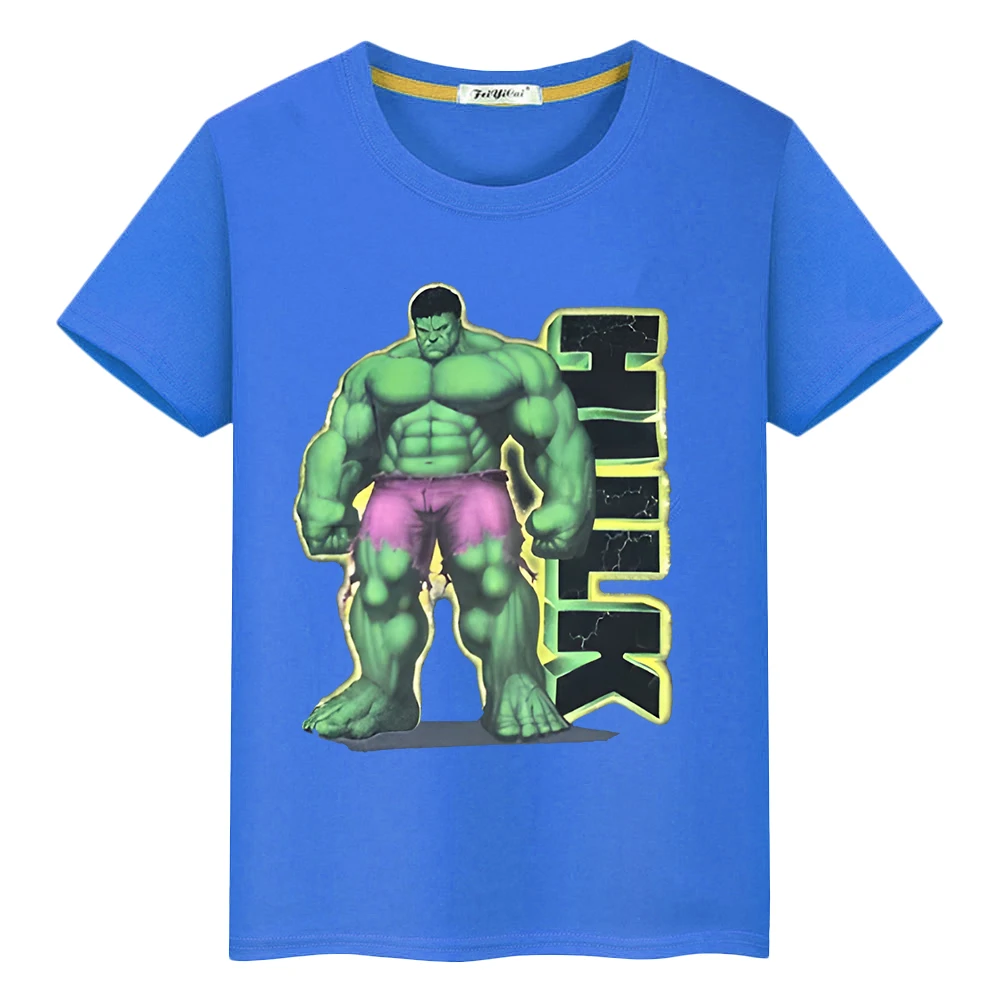 De Hulk Print 100% Katoenen Kawaii T-Shirt Voor Kinderen Jongens 10 Jaar Marvel Pride Tshirt Anime Korte Y 2K Een Stuk Kids Kleding Meisjes