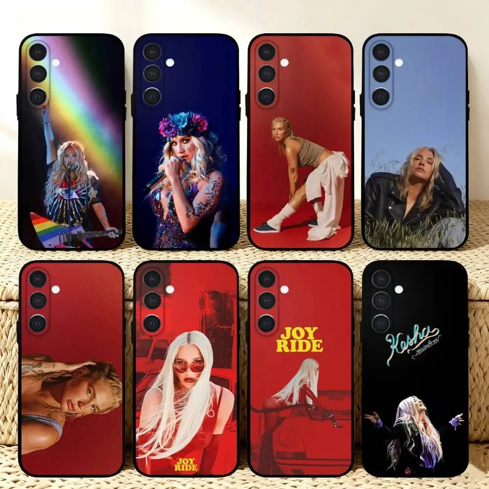 حافظة هاتف S-Singer K-Kesha لهاتف سامسونج A73,72,71,A52,51,40,41,A22,A32,31,A13, غلاف أسود ناعم