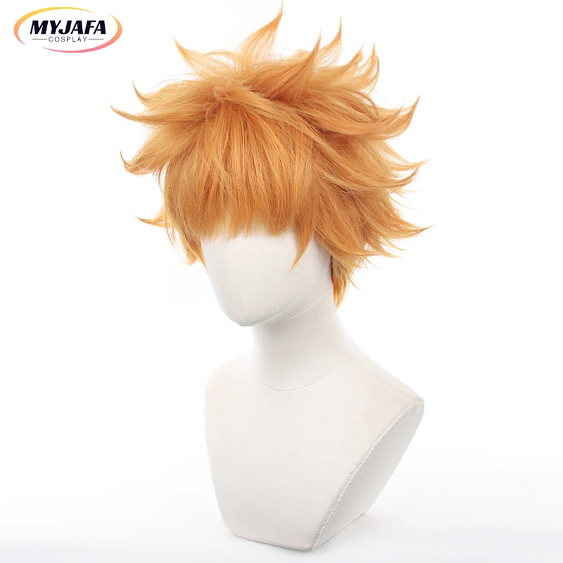 Perruque de Cosplay Kunigami Rensuke, cheveux courts de 30cm, jaune, Orange, résistants à la chaleur, équipe Z No.9, avec bonnet